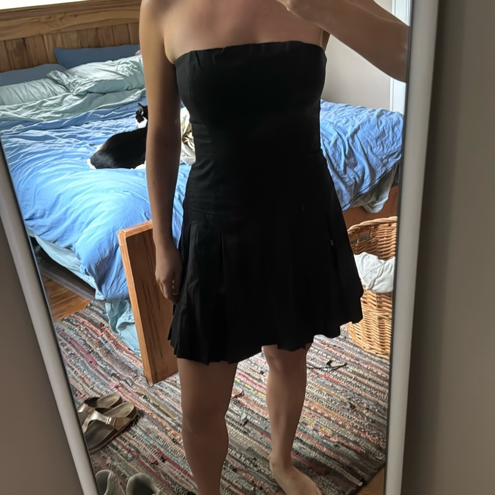 Strapless linen reformation dress